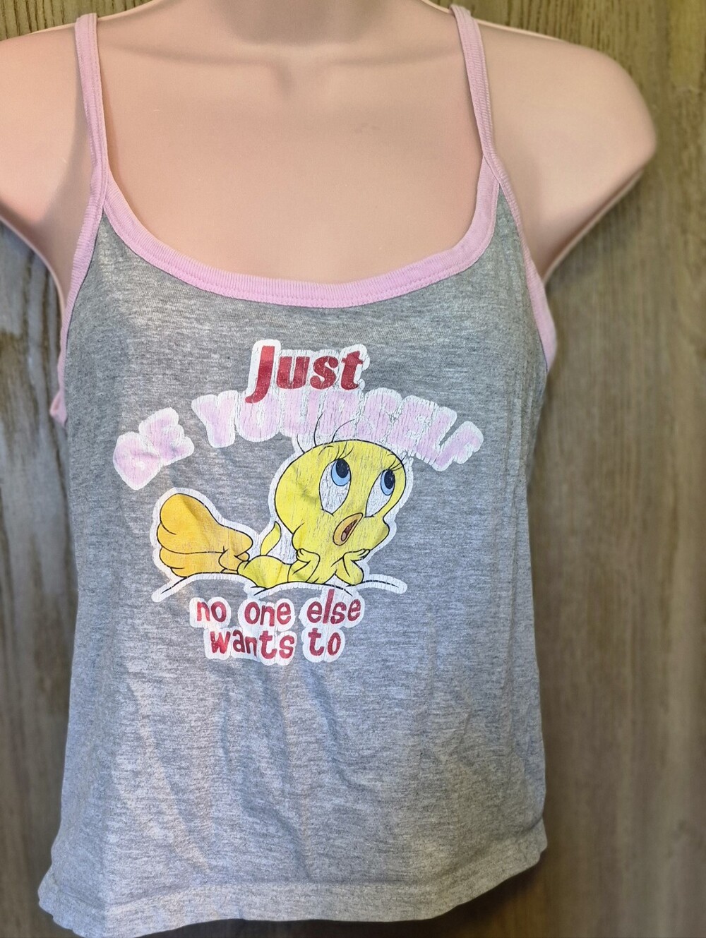 Vtg Tweety Bird Crop Tank Top S M Looney Tunes Be Yourself No One Else Wants Too